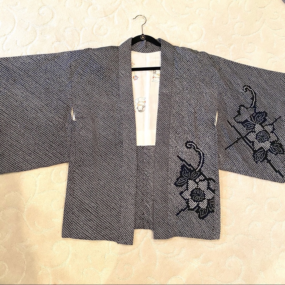Gorgeous Kimono Black & White Lined Jacket OS EUC
